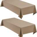 Faux Linen Tablecloths for Rectangle Tables, 2 Pack Burlap Textured Table Cloths Washable Farmhouse Table Cover Water Resistant for Dining, Wedding, Outdoor(Khaki, 60"x84")