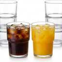 Stackable Drinking Glasses (Set of 6) 13oz Clear Glass Cups for Iced Coffee, Juice & Beer Modern Space Saving Highball Tumblers with Smart Non-Stick Design Heavy Base & Dishwasher Safe
