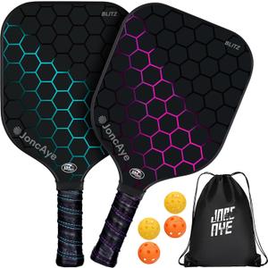 Pickleball-Paddles-Set of 4 or 2 Rackets by JoncAye, USAPA Approved Pickle-Ball Equipment with Balls, Bag, Accessories, Fiberglass Graphite Pickleball Racquet Set for Men, Women, Kids, Adults