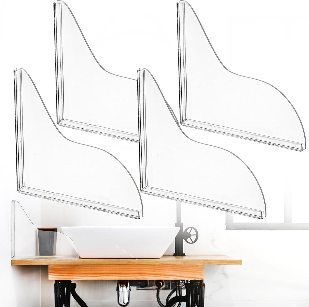 4 Pack Bathtub Splash Guard, Removable Shower Water Guard Kit, Acrylic Waterproof Self-Adhesive Bath Tub Corner Guard to Prevent Water from Splashing Out, Bathtub Accessories