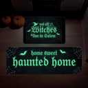 Halloween Kitchen Mat Set of 2 Not All Witches Live in Salem Decorative Glow in The Dark Kitchen Rugs, Luminous Party Home Floor Mats for Indoor Outdoor Decorations-17x27 and 17x47 Inch