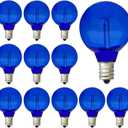 15 Pack G40 Light Bulbs LED Replacement Bulbs 1W Shatterproof Plastic G40 LED String Lights E12 Base G40 Globe Light Bulb LED Edison Bulbs for Indoor Outdoor Patio Home Christmas Decor(Blue)