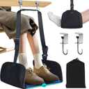 Airplane Foot Hammock, Plane Footrest Widen Airplane Footrest Long Flight Hammock Memory Foam Travel Plane Foot Sling Under Desk at Work Gaming Travel Essentials, Black (1 Pack)