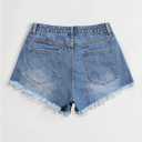 SOLY HUX Women's Ripped Raw Hem Jean Shorts High Waisted Denim Shorts | Straight Leg, Streetwear, Summer Outfit M