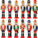 Aoriher 12 Pcs Christmas Nutcracker Ornament Small Wooden Soldier Hanging Decorations Nutcracker Figure Christmas Ornament for Xmas Tree Decoration Figure