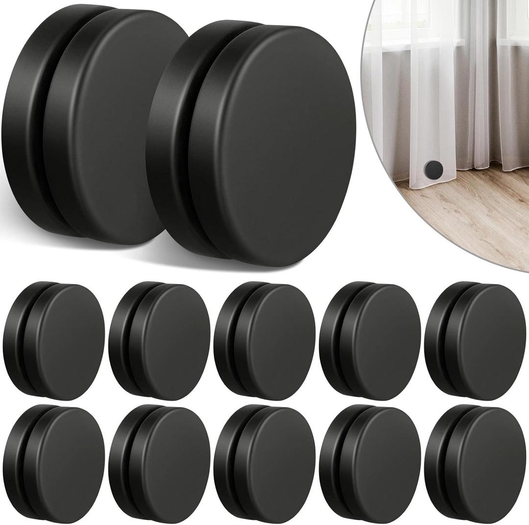 Jetec 12 Pairs Outdoor Curtain Weights Waterproof Magnetic Drapery Weights for Home Decor Bathroom, Shower, Liner, Flags Tablecloth to Stop Wind (Black)