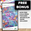 GenCrafts Watercolor Palette with Paper Pad 24 Premium Colors - 2 Refilable Water Brush Pens - 15 Sheets of Water Color Paper - Portable Painting