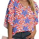 Jouica Women's 3/4 Ruffled Sleeve Blouses Summer Chiffon Casual Loose Tops | Batwing Sleeve,Business,Casual,Flowy,Chiffon Blouse,3/4 Ruffled Sleeve,Lightweight Tops,Elbow Sleeve,Batwing (M)
