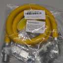 48" Flexible Gas Line Kit Yellow Coated, Gas Hose Connector Kit for Dryer, Stove, Water Heater, 5/ 8" OD(1/ 2" ID) Stainless Steel Gas Line with Connector 1/ 2" MIP &1/ 2"FIP & 3/ 4"MIP Fitting