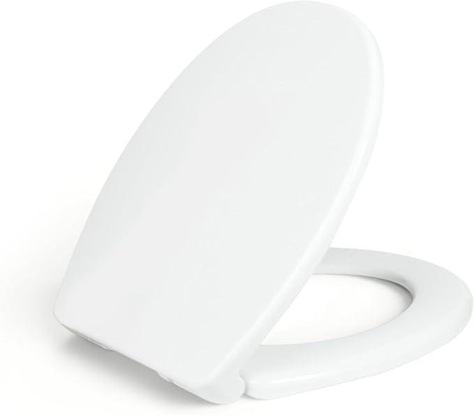 LUXE TS1008R Round Comfort Fit Toilet Seat with Slow Close, Quick Release Hinges, and Non-Slip Bumpers (White)
