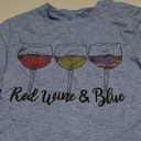 Patriotic Shirts for Women Red White and Blue Sequins Tshirt American Flag Tops USA Star Stripes Short Sleeve Tee M