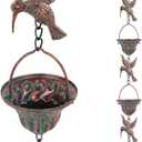 Qipade Rain Chain for Gutters, 8.7 Ft Rain Chains with 12 Cups & Detachable Hummingbird Decor, Adjustable Rain Catcher Chain with Bell for Eaves Drainage, Replacement for Downspout