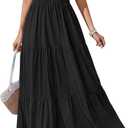 BTFBM Wedding Guest Dresses for Women Beach Fashion Casual Short Sleeve V Neck Solid Spring Summer Boho Maxi Dress (Black, S)