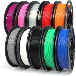 YOUSU PLA Plus Filament 1.75mm Bundle 10x250g, 10 Pack 2.5KG PLA+ Sample 3D Printer Filament, 3D Printing Multi Pack Filament Dimensional Accuracy +/- 0.02mm