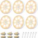 Electight 8 LEDs Motion Sensor Light Indoor, Night Light USB Rechargeable, 3 Light Modes & 400 mAh Battery, Cordless Magnetic Sticker Nightlight for Stair, Closet, Hallway - 3000K Warm White 6 Pack