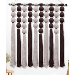 KaloKalo Large Macrame Wall Hanging Handmade Boho Sphericity Fibre Yarn Art Textile Modern Handcrafted Natural Cotton Wall Decor Art for Living Room Bedroom Party 35.4" L by 33.8" H - Taupe Brown