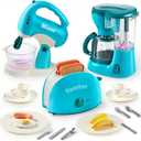 Joyin Play Kitchen Toys, Pretend and Play Food Kitchen Accessories Girls Toy with Coffee Maker, Mixer, Toaster with Realistic Lights& Sounds, Birthday Gift for Kids, Gifts for Christmas (Blue)