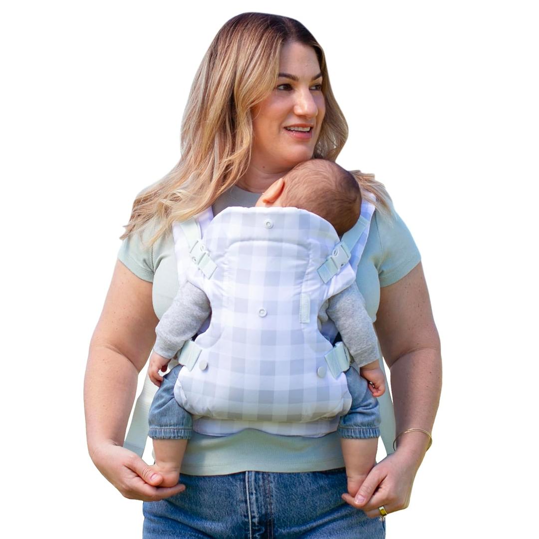 Infantino Flip 4-in-1 Convertible Baby Carrier, Adjustable, Ergonomic Hands Free Babywearing, Registry Essential, Carrier for Newborn to Toddler, Plaid