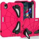 Kids Case for iPad mini 7 A17 Pro 2024/ Mini 6 8.3 inch, Spider Case for iPad mini 7th 6th Generation, Shockproof Durable Full Protective Cover with Pencil Holder, Kickstand (Rose red+Black)