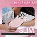 KANGHAR for iPhone 16 Case Stand White and Pink Stripes Full Body Rugged Shockproof Protection Glossy Protective Slim Case 6.1 Inch