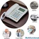 Corded Caller ID Telephone, TelPal Landline Home Phones with Blue Backlight & Speaker, Hands Free Analog Hotel Office Telephone Set, Desktop Speed Memory Dial Telephones for Seniors (White)