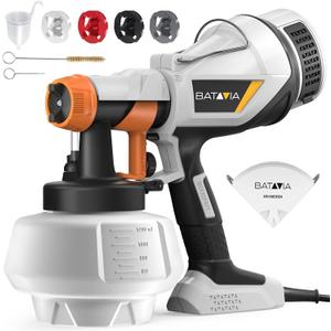 Paint Sprayer - BATAVIA HVLP Electric Spray Paint, 1200ml High Capacity Container Easy to Clean, 4 Nozzles and 3 Patterns, for Furniture, Cabinets, Fence, Walls, Door, Garden Chairs etc (Grey+Black)