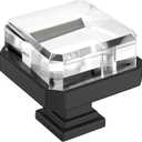 Amerock Glacio 1-3/8 inch (35mm) Length Clear/Black Bronze Cabinet Knob, BP36975CBBR (Square)