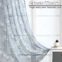 SMILE WEAVER Sheer Curtains 63 inches Length for Living Room 2 Panels,Blue Light Filtering Curtains,Floral Semi Sheer Curtain Voile Linen Textured Rod Pocket Kitchen Window Drapes for Bedroom
