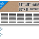 Fits 30x8 Duct Opening | Steel Return Air Grille by Handua | Vent Cover Grill for Sidewall & Ceiling | White | HVAC Cold Air Intake Grille 