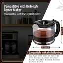 Glass Coffee Carafe Compatible with DeLonghi Espresso Machine, 10 Cup Coffee Pot Replacement Compatible with Models 3066, 3067, 3093, 3094, 3111, 3112, KF140, KF863, Part 7313283649/ AS00000675
