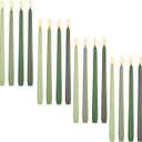 MTLEE 10 Inch Long Tapered Candle Stick Bulk Smokeless Unscented Burning Candlestick Paraffin Wax with Cotton Wick for Dinner Anniversary Wedding Party Church(Gradient Green,16 Pcs)