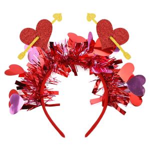 2 x Valentines Day Headband for Kids Hearts Red Headbands for Girls Pink Glitter Cupid Costume for Women Valentine Decoration(Big)