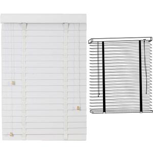 Cordless Window Blinds Faux Wood Blinds Light Filtering Wooden Venetian Blinds Custom Size W 12''-75'' H 20''-90'' Privacy Blinds Shades for Living Room Bedroom(White)