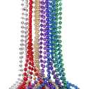 12 Pack Mardi Gras Beads Necklaces, 33 Inch Plastic Beads for Party Favors, Festival Decorations, Parade Throws, Christmas, Birthday Celebrations