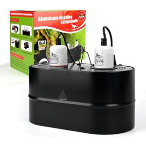 Dual Reptile Light Fixture Deep Dome,Max 150W,UV Lamp Fixture Dual Lamp Cap for Reptiles Terrarium with Two Independent Switches Heat Lighting Lamp Kit