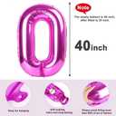 2 x Number 0 Balloons 40 Inch Rose Purple Number Balloons for 10 20 30 40 50 60 70 80 90 100 Numbers Balloon Birthday Decorations Wedding Event Baby Shower