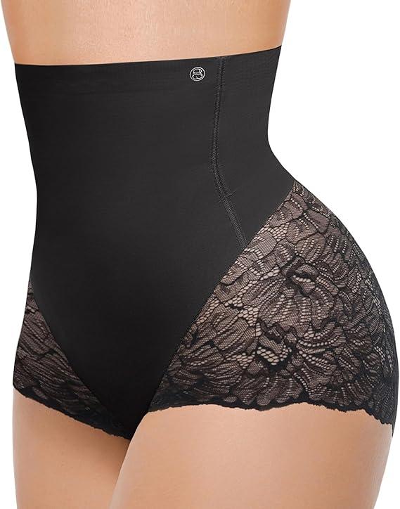 SHAPELLX Shapewear Tummy Control Panties for Women Underwear High Waisted Faja Body Shaper Stomach shapewear, Black, Medium