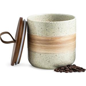 Spice Jars with Lid, Coffee Container Kitchen Food Storage Jars for Spice Sugar Tea Bag, Stackable Decorative Canisters for Countertop, 37oz (Beige)