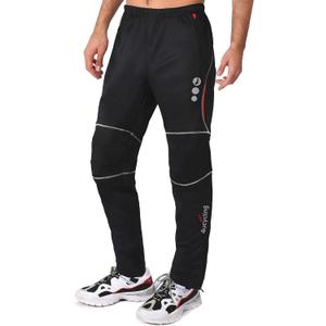 4ucycling Men's Mountain Bike Pants, Thermal Fleece Winter Cycling Windproof Running Pants for Cold Weather Riding Hiking (X-Large, Black&Red)