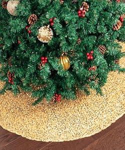Mr. Pen- Small Christmas Tree Skirt 24 inch, Gold Sequin Tree Skirt, Christmas Skirt Tree, Xmas Tree Skirt