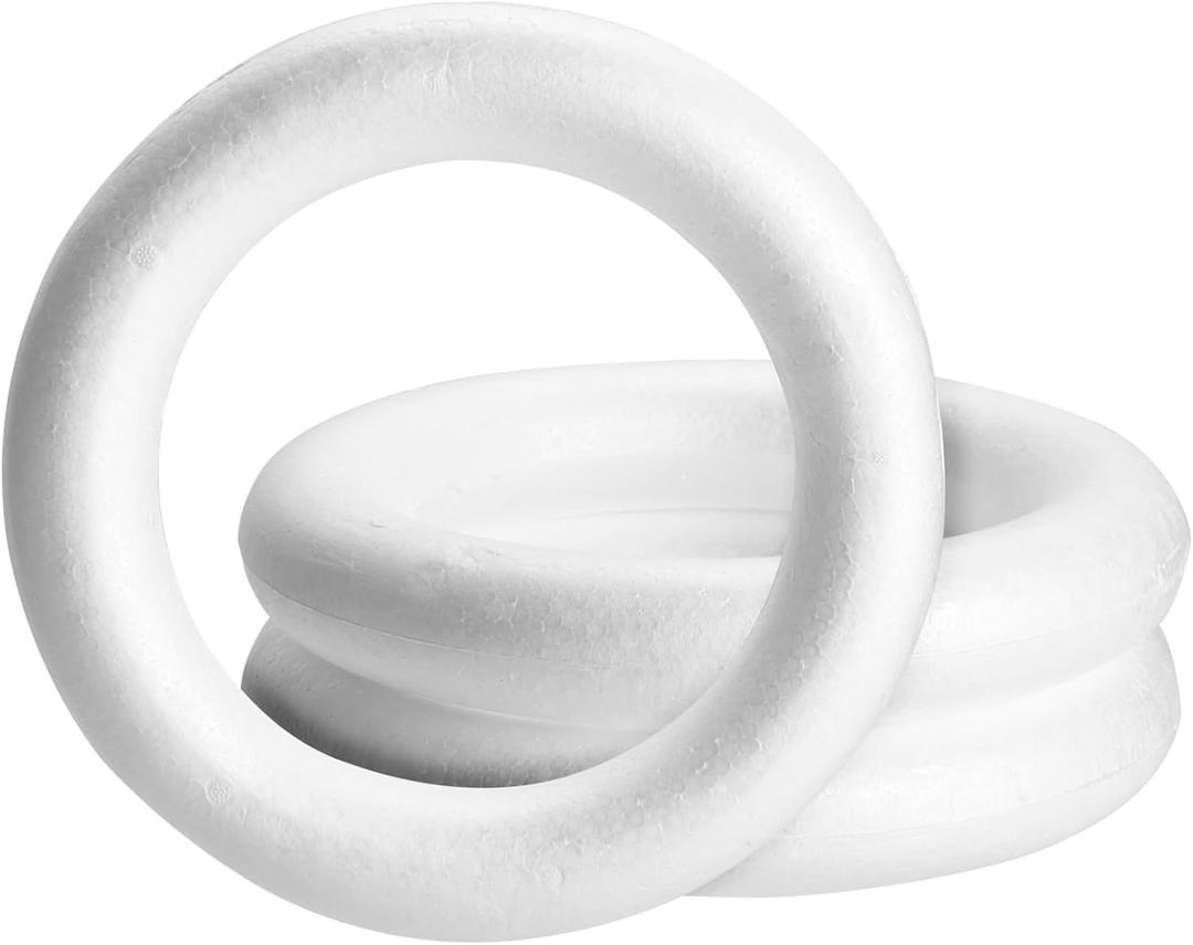 Juvale Foam Wreath Form - 12 x 12 x 2 in, Pack of 3, White - Foam Wreath Ring