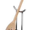 FitWell Ceramic Spoon Rest with Upright Utensil Holder for Stovetop & Countertop, Spoon Holder, Heat Resistant Cooking Utensil Holder, Modern Vertical Design (Chrome/Black)