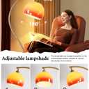 Oshamun Arc Floor Lamp with Sunset Orange Glass Shade, Atmosphere Mid-Century Modern Mushroom Tall Lamp, Gold Vintage Floor Lamp for Living Room Corner Bedroom E26 Bulb Included