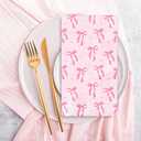 JarThenaAMCS 100 Pcs Pink Bow Paper Guest Napkin Cute Bowtie Napkin Disposable Hand Towel Napkins for Valentine's Day Home Bathroom Party Supplies