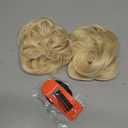 2PCS Messy Bun Hair Piece Tousled Updo with Tendrils Wavy Curly Hair Bun Scrunchies Ponytail Extension Elastic Band Hairpieces For Women (Bleach Blonde)