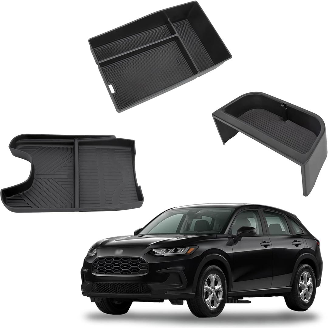 Center Console Organizer Compatible with 2023-2026 Honda HRV Accessories, Armrest Tray, Console Bottom Storage Box and Dashboard Organizer Box, Fits both Honda HR-V 7-inch and 9-inch Screen