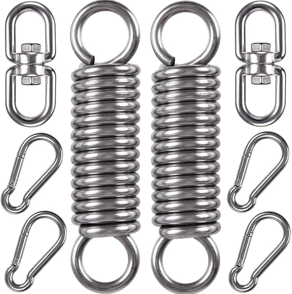 2 Pack Hammock Chair Hanging Kit Swing Spring Hardware, Heavy Duty Suspension Swivel Hanger Hook for Punching Bags, Heavy Bag, Hanging Chair, Swing Seat, Rocking Seat, Porch Swing, Garden