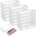 Gueevin 24 Pcs Large Capacity Plastic Pencil Box Clear Plastic Pencil Case Crayon Box with Snap Tight Lid Watercolor Pen Storage Brush Organizer Drawing Tools Container (White)