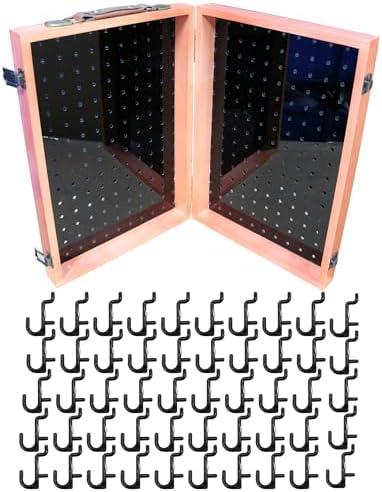 Wooden Foldable & Portable Acrylic Pegboard Display Stand for Craft Shows Panel Pegboard Jewelry Display Organizer - The Perfect Display Stand for Craft Shows, Traveling Display Cases, and More Wooden Foldable & Portable Acrylic Pegboard Display Stand for Craft Shows Panel Pegboard Jewelry Display Organizer - The Perfect Display Stand for Craft Shows, Traveling Display Cases, and More