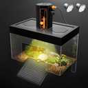 Turtle Basking Platform with Light,11.8*7.8*7.8inch Land Elevated Topper Decor,Red Eared Slider Hanging Habitat Enclosure Cage,Cuckold Tank with Lid,House for Semi Aquatic Baby Terrapin  With Light, Large
